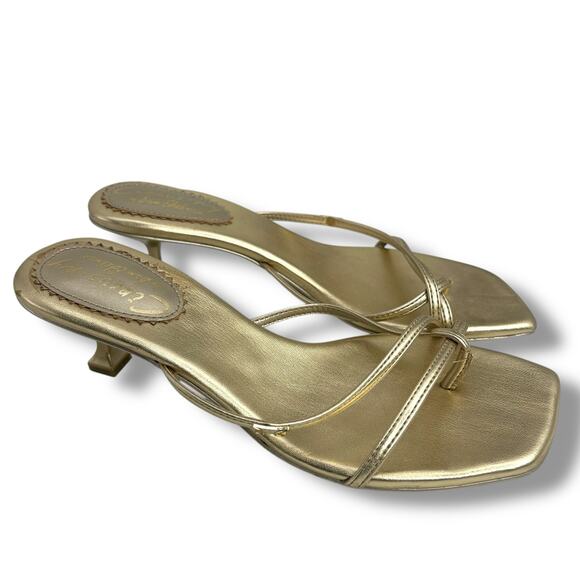 Circus NY Sam Edelman Gold Leaf Metallic Kitten Heels Size 8 Dress Sandals EUC - Picture 11 of 14
